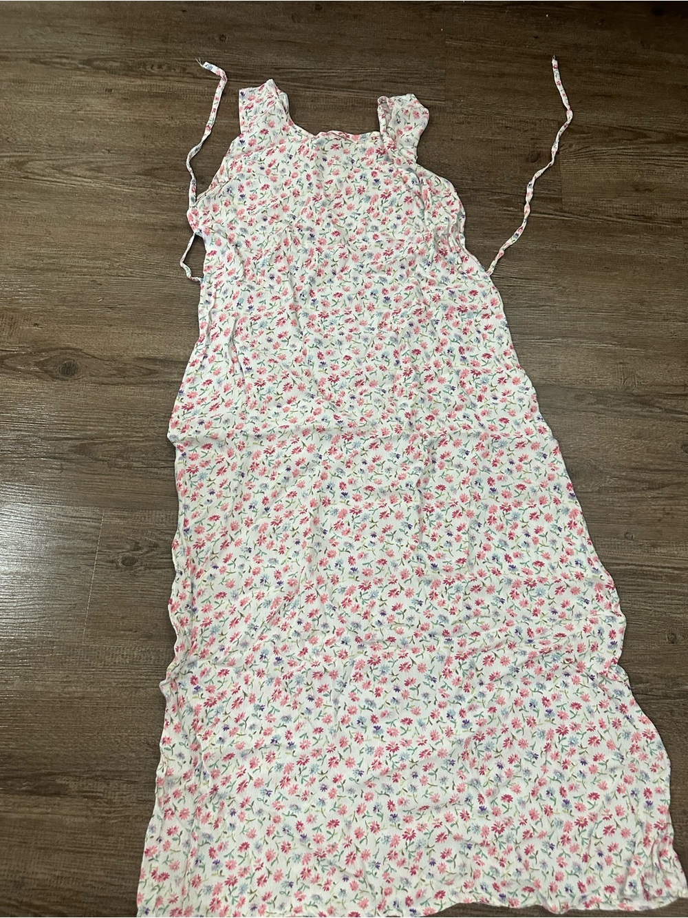 Vintage White Floral Tie-Shoulder Casual Dress